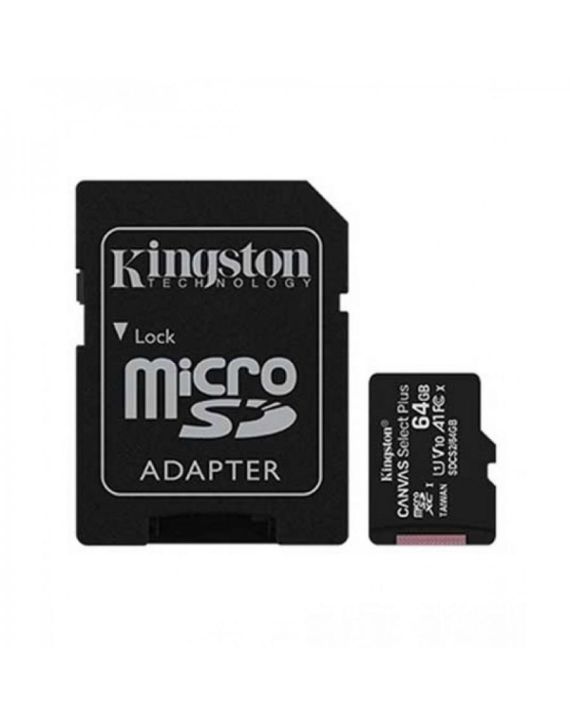 Kingston SDCS2/64GB Canvas Select Plus 64GB MicroSDXC Class 10 UHS-I U1 100MB/s Read/ 85MB/s Write Flash Memory